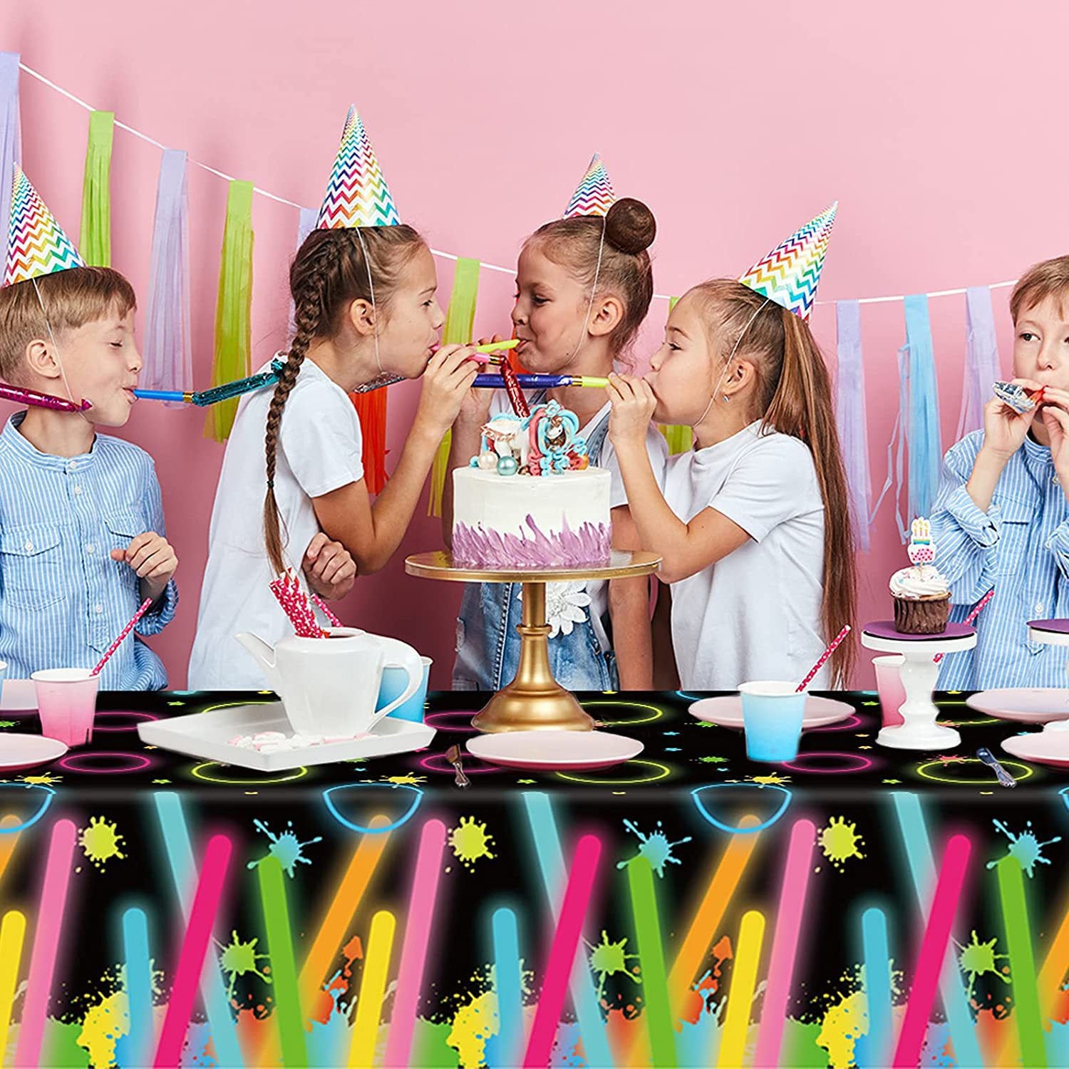 Neon Fluorescent Stick Tablecloths - Brighten Up Your Birthday Party!
