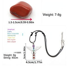 7 Chakra Angel Wing Pendant Rose Quartz Set