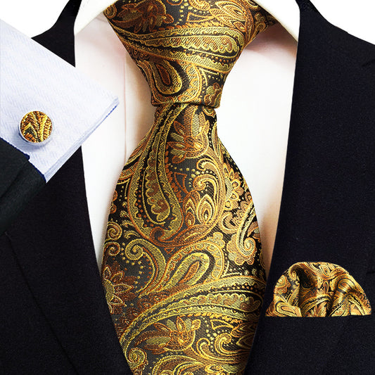 Men's Tie Pocket Handkerchief Cufflinks Set