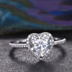 Heart Zircon Wedding Ring 925 Silver Plated Jewelry Women Girls Gift