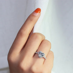 Heart Zircon Wedding Ring 925 Silver Plated Jewelry Women Girls Gift