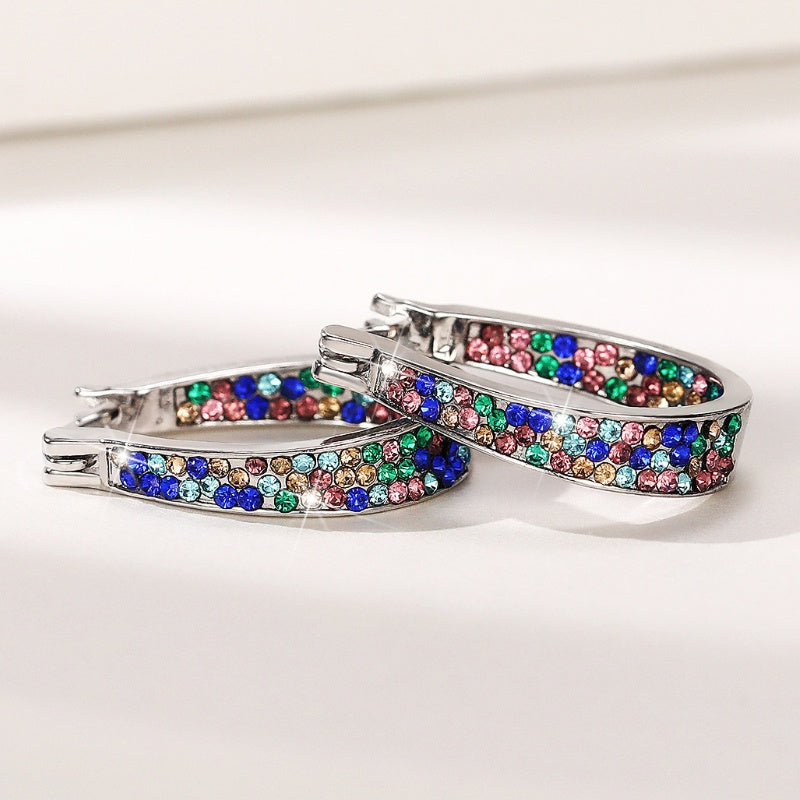 Multicolor Zircon Horseshoe Earrings Wedding Party Accessories