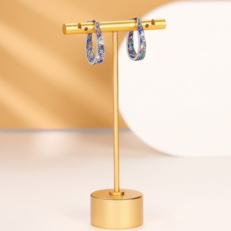 Multicolor Zircon Horseshoe Earrings Wedding Party Accessories