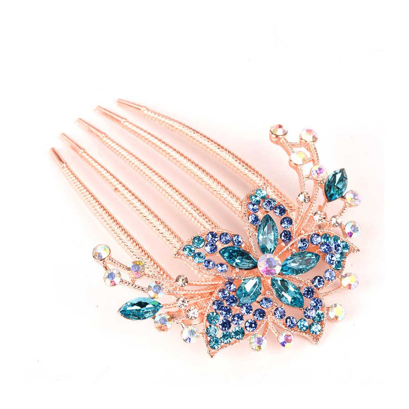 Vintage Flower Crystal Rhinestone Hair Side Comb Hairpin Hair Accessories
