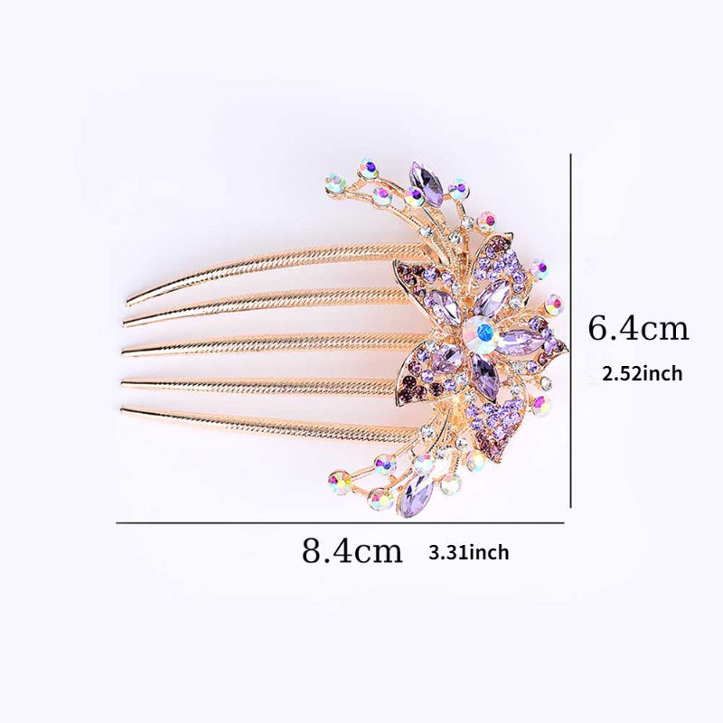 Vintage Flower Crystal Rhinestone Hair Side Comb Hairpin Hair Accessories