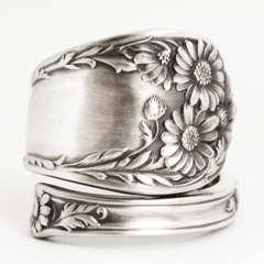 925 Silver Spoon Ring Retro Daisy Flower Wedding Gift
