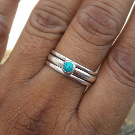 Vintage Turquoise Finger Ring Statement Jewelry