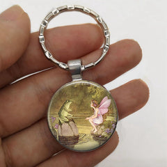 Frog Flower Fairy Time Gem Pendant Necklace