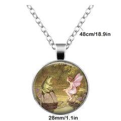 Frog Flower Fairy Time Gem Pendant Necklace
