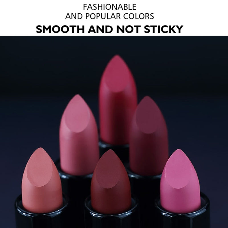 Longwear Matte Lipstick 6 Colors Waterproof Velvet Finish
