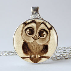 Vintage Owl Time Gemstone Keychain Necklace