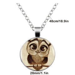 Vintage Owl Time Gemstone Keychain Necklace