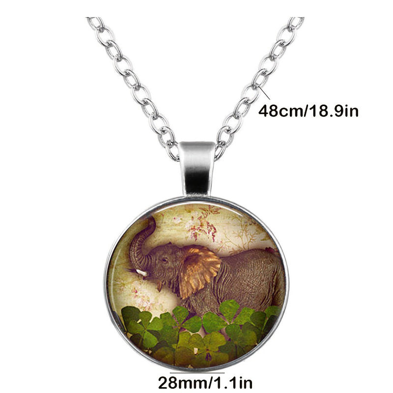 Vintage Elephant Time Gemstone Keychain And Necklace