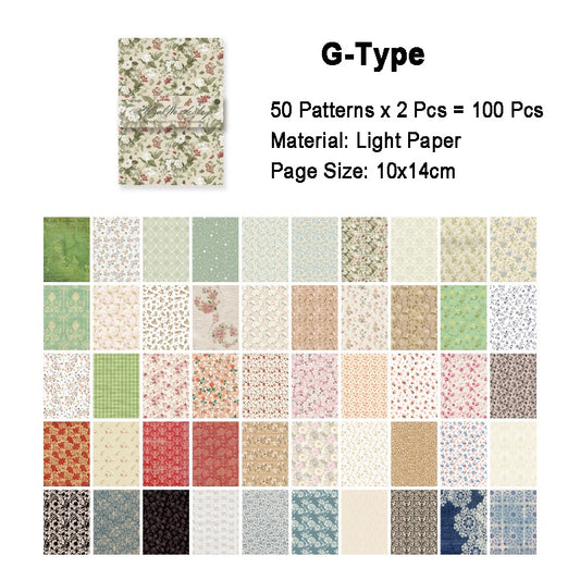100pcs Retro Style Scrapbooking Paper for Crafting Vintage DIY Decor