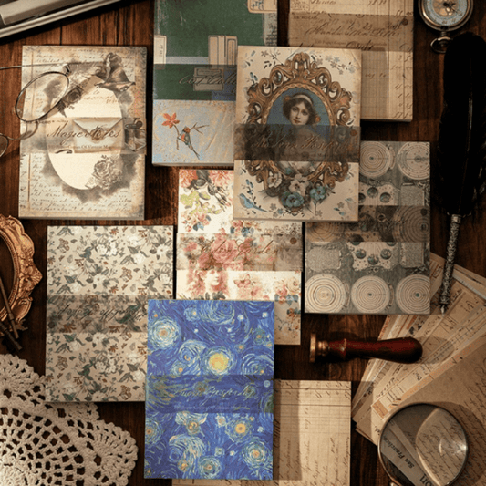 100pcs Retro Style Scrapbooking Paper for Crafting Vintage DIY Decor