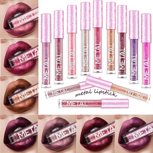 12-Piece Liquid Lipsticks Matte Shimmer Pearly High Pigmented Lip Glaze