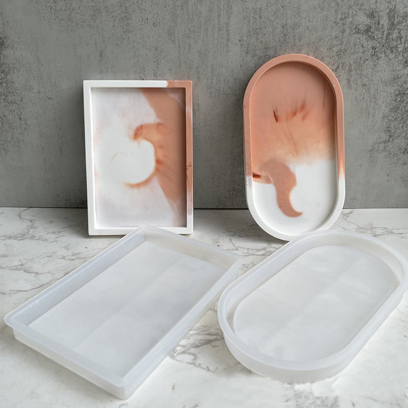 Oval Tray Dish Silicone Mold for DIY Craft Plaster Molds