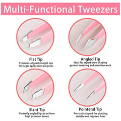 4pc Stainless Steel Tweezers Set for Precision Hair Removal