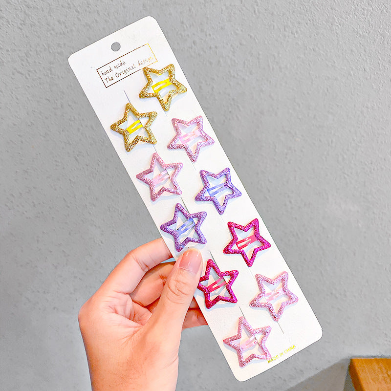 10pcs Colorful Star Hairpins for Girls, Sweet Hair Clips