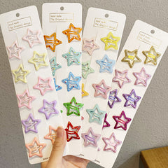 10pcs Colorful Star Hairpins for Girls, Sweet Hair Clips