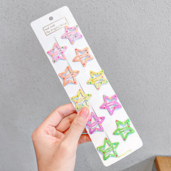 10pcs Colorful Star Hairpins for Girls, Sweet Hair Clips