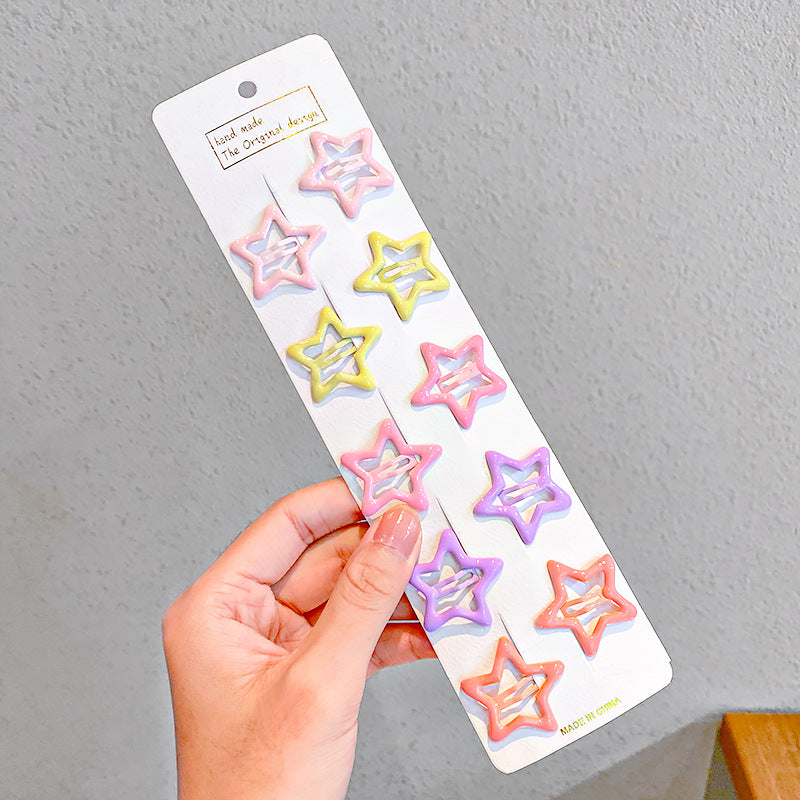 10pcs Colorful Star Hairpins for Girls, Sweet Hair Clips