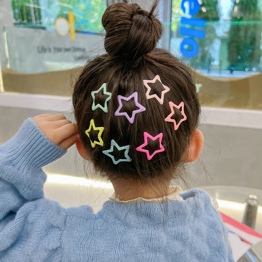 10pcs Colorful Star Hairpins for Girls, Sweet Hair Clips