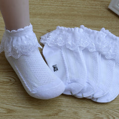 Girls Lace Brim Knit Socks for Autumn & Spring