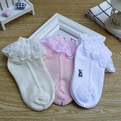 Girls Lace Brim Knit Socks for Autumn & Spring