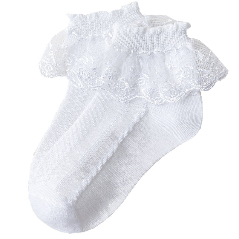 Girls Lace Brim Knit Socks for Autumn & Spring