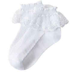Girls Lace Brim Knit Socks for Autumn & Spring