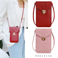 Women's Minimalist Cell Phone Bag Faux Leather Buckle Bag
