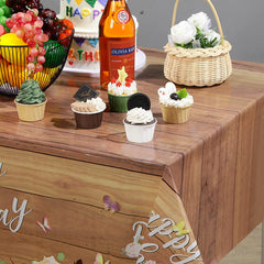 Wood Grain Birthday Tablecloth Butterfly Decoration