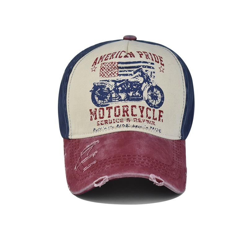 Motorcycle Graffiti Washed Baseball Cap Men Print Cotton Snapback Caps