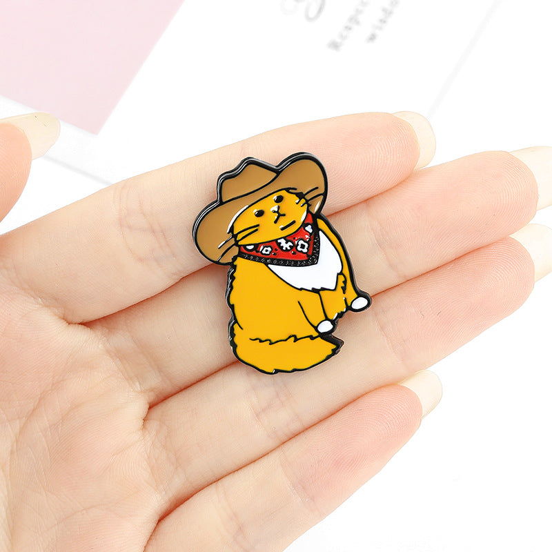 Cowboy Cat Shape Alloy Brooch