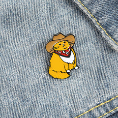 Cowboy Cat Shape Alloy Brooch
