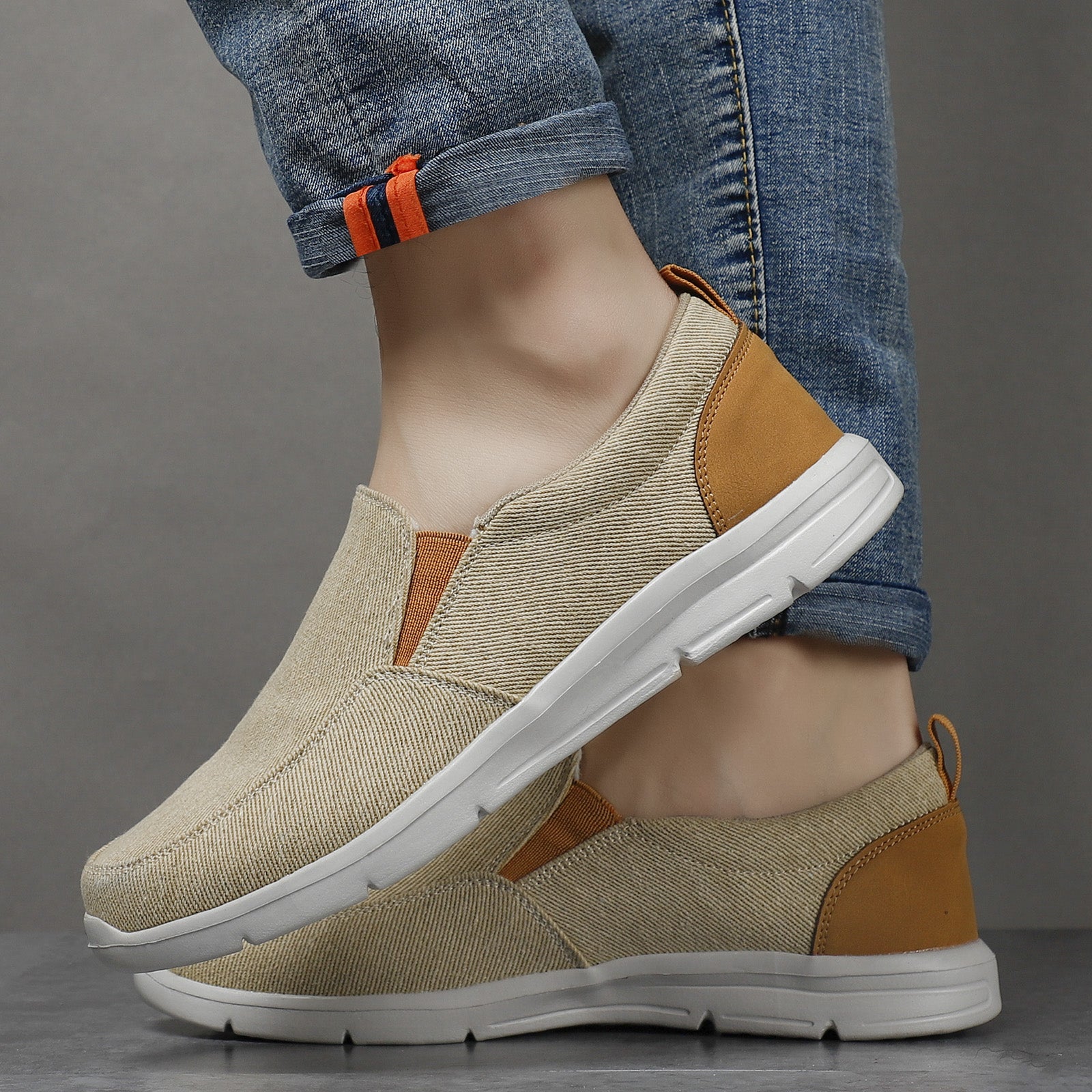 Men Slip On Loafers Comfort Non Slip Walking Sneakers Summer Canvas Shoes
