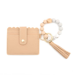 Leopard Pattern Wallet Shape Key Chain PU Leather Tassel Pendant