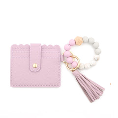 Leopard Pattern Wallet Shape Key Chain PU Leather Tassel Pendant