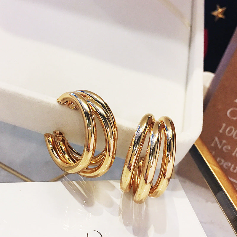 Twist Alloy Circle Geometric Round Hoop Earrings Retro Party Jewelry
