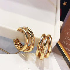 Twist Alloy Circle Geometric Round Hoop Earrings Retro Party Jewelry