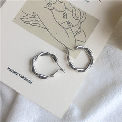 Twist Alloy Circle Geometric Round Hoop Earrings Retro Party Jewelry