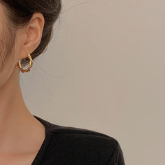Twist Alloy Circle Geometric Round Hoop Earrings Retro Party Jewelry