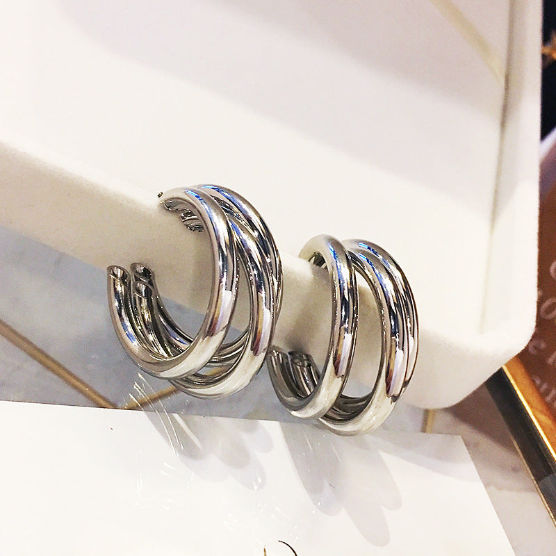 Twist Alloy Circle Geometric Round Hoop Earrings Retro Party Jewelry