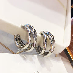 Twist Alloy Circle Geometric Round Hoop Earrings Retro Party Jewelry