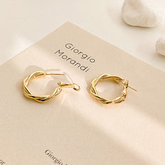 Twist Alloy Circle Geometric Round Hoop Earrings Retro Party Jewelry