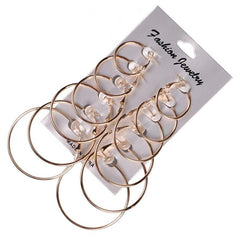 6-Pair Classic Size Hoop Earrings Set for Women
