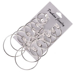6-Pair Classic Size Hoop Earrings Set for Women
