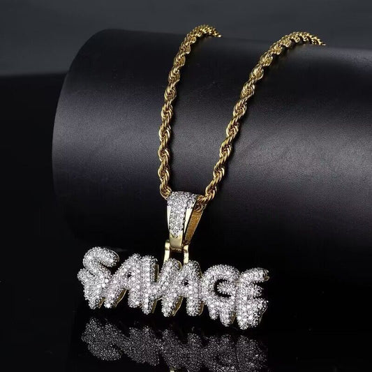 Men's Bling Rhinestone Diamond Pendant Hip Hop Necklace