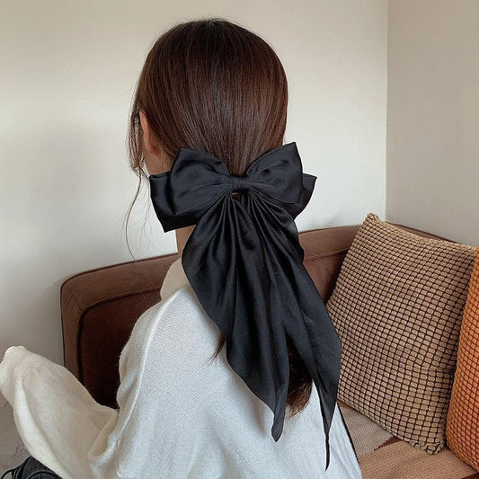 Girls Solid Bow Hair Clip Metal Spring Clips Ponytail Barrette Hair Accessories